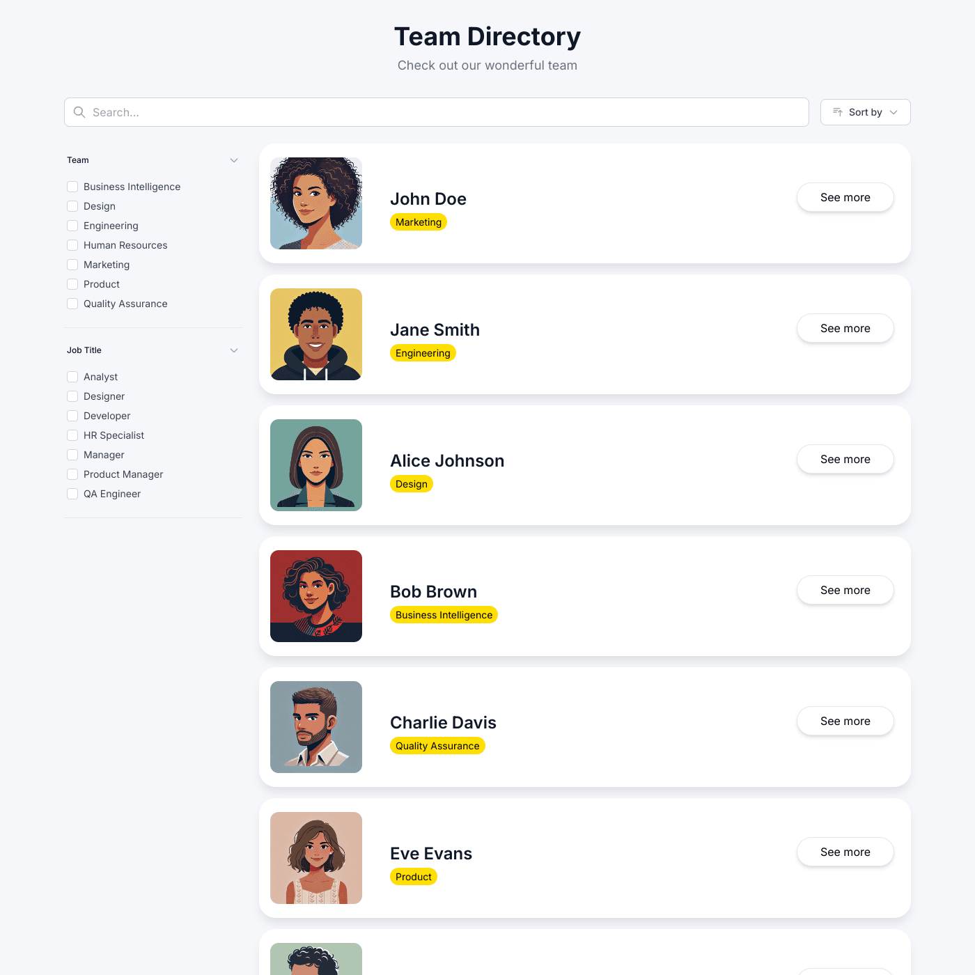 Member Directory Widget embedded on a website