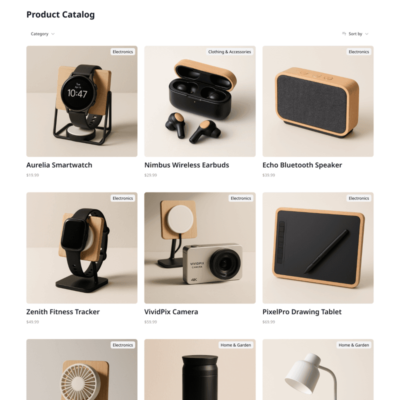 Products Widget embedded on a website